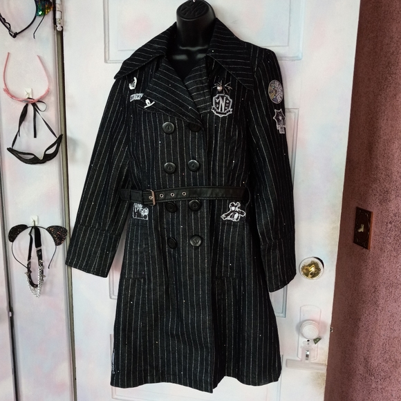 Wednesday Addams custom Rage pinstriped trench coat- SOLD@hosted store - Picture 12 of 16